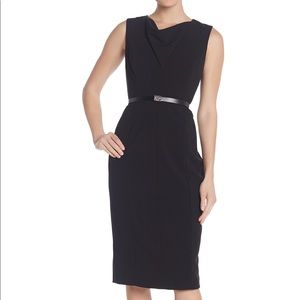 Black Calvin Klein wiggle sheath cowl neck dress 4